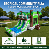 Château gonflable avec toboggan latéral, thème jungle palmiers, pour fêtes d'enfants, en PVC de qualité commerciale, écologique, garantie 3 ans