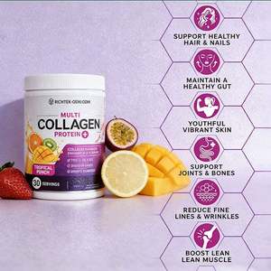 Çoklu Kolajen Peptitleri Hyaluronik Asit ve C Vitamini Hidrolize Kolajen Proteinleri Tip I II III V ve X - Product Image 3