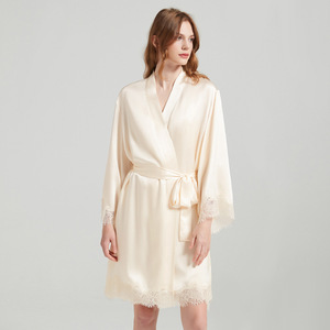 19 Mumi Silk Camisole Robe Conjunto de dos piezas Encaje Sexy 100% Mulberry Silk Pijama Set - Product Image 4