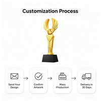 Trofeo de Placa de Premio Personalizado al por Mayor, Chapado en Oro, con Base Negra Grabable, OEM ODM, para Eventos Empresariales y Ceremonias de Premiación Airose