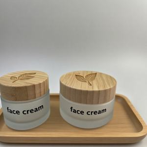Engrave Logo 30g 50g 60g 2oz 100g <b>Bamboo</b> <b>Wood</b> Frosted Cosmetic Skincare <b>Packaging</b> Glass Jar With Lids Body Butter Container - Product Image 1