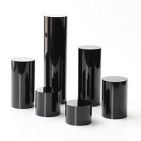 Disques de cercles acryliques noirs support de base d'affichage acrylique noir rond personnalisé cylindre de piédestal bases acryliques noires rondes solides