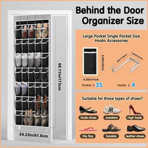 35 Grid Non-Woven Tote Bag Behind the Door Household Supplies <b>Shoes</b> Hanging <b>Storage</b> Bag - Product Image 3