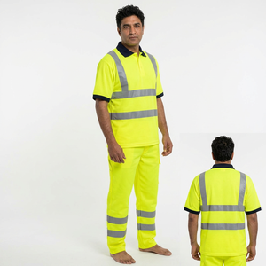 Polo de travail unisexe à manches longues en polyester haute visibilité réfléchissant - Product Image 1
