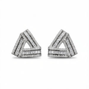 Orecchini di Lusso in Oro Bianco con Diamanti Taglio Baguette Colore D Diamanti Naturali Gioielli da Donna per Uso Quotidiano - Product Image 1