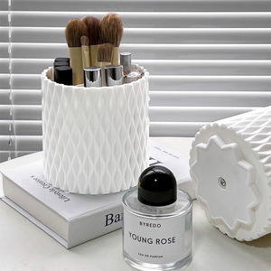 Rotating Makeup Brush Holder <b>White</b> Plastic Cosmetic Storage Organizer Desktop Makeup <b>Pen</b> Eyeshadow Brush Container - Product Image 1