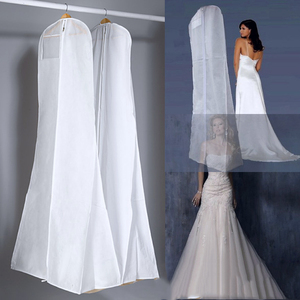 Couverture anti-poussière pour vêtements de mariage pour dames, sac de robe de traîne épais double face blanc non tissé - Product Image 6