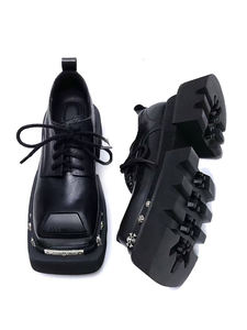 <span class=keywords><strong>Scarpe</strong></span> da corsa per moto da <span class=keywords><strong>uomo</strong></span> e ragazza con maggiore altezza, Sole spessa, antiscivolo e vera pelle nera resistente all'usura - Product Image 5