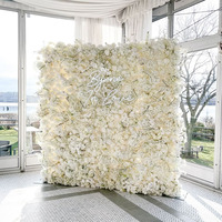 Mur de fleurs pour mariage HK-FW053 8*8ft 5ft, rideau de fleurs pour mariage, panneau mural de fleurs en soie 3D, rouleau de fleurs 5D