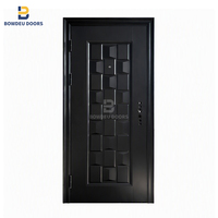 Porte extérieure résidentielle classique en panneau de bois grainé pour entrée de maison, villa, communauté et distributeur en gros – Porte de sécurité