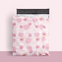 Sac d'expédition en polyéthylène imprimé personnalisé avec logo, motif ours mignon en chapeau rose, pour vêtements
