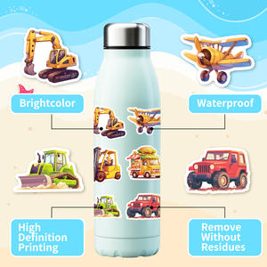 50 autocollants en vinyle découpés en forme de véhicules de dessin animé, mignons, pour enfants, moto, pour bouteille, <span class=keywords><strong>tablette</strong></span>, bricolage - Product Image 4