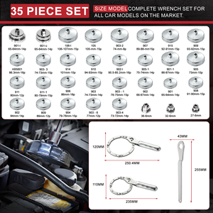 Juego de llaves de filtro de aceite tipo copa, 35 Uds., herramientas de reparación de vehículos para una fácil extracción del filtro de aceite durante el cambio de aceite del coche - Product Image 2