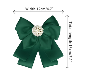 Broche de lazo para mujer, corbata de lazo para uniforme escolar, pajarita con cuentas, verde - Product Image 2