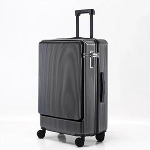 Valise de luxe moderne à ouverture frontale valise unisexe avec serrure TSA valise de voyage prête à l'emploi en alliage d'aluminium à roulettes - Product Image 5