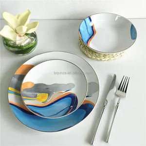 Wholesale High Quality 18pcs Dinner Set Plate Western Customized color Box Packing dinner table set