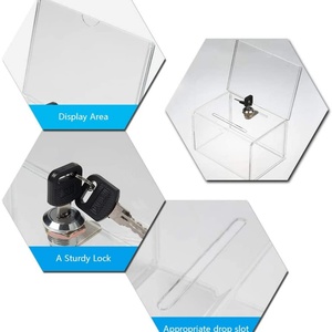Custom Clear Acrylic Donation Ballot <b>Box</b> <b>Secure</b> Suggestion <b>Box</b> with Lock Customized Logo Silk-Screen Printed Custom Thickness - Product Image 6
