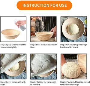 Cestino per la lievitazione del pane rotondo da 25cm fodera in lino panno per pasta madre cesto per la cottura regali per panettieri - Product Image 3