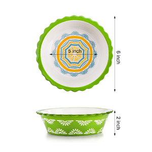 4 packs de mini-moule à tarte en céramique florale colorée de <span class=keywords><strong>6</strong></span> pouces à bord cannelé pour les bonbons et la pâtisserie. - Product Image 2