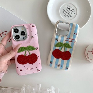 เคสโทรศัพท์หนังลายเชอร์รี่ปักลาย 3 มิติ สไตล์เกาหลี  สำหรับ iPhone 17 Pro Max 16 15 14  พร้อมฝาครอบป้องกันอย่างมีสไตล์ - Product Image 1