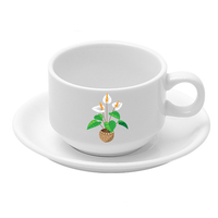 BENELUCK Ensemble de café et de thé en céramique blanche de luxe Tasses et soucoupes avec logo personnalisable pour cadeaux ou usage quotidien