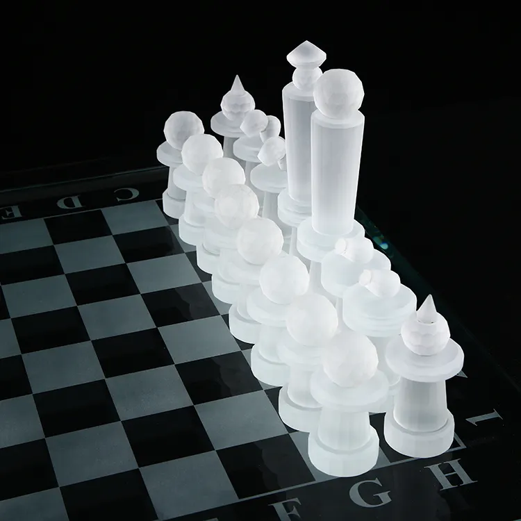 גבוהה-סוף K9 גביש יוקרה אישית פייברגלס שש-בש קריסטל שחמט חתיכות משחק לוח