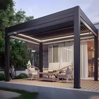 Pergola Bioclimatique Motorisée en Aluminium pour Extérieur, Toit à Lames Orientables, Imperméable, Moderne, pour Jardin, Terrasse, Protection Solaire Toutes Saisons, Finition Poudrée
