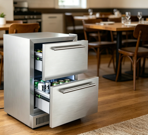 Réfrigérateur commercial à double tiroir en acier inoxydable, disponible en version OEM, idéal pour les cafés et bars. - Product Image 1