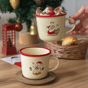 Modern Custom-Made Red Trim White Ceramic Christmas Coffee Mugs Santa Claus Patterned Eco-friendly Dishwasher Microwave Safe - Product Image 3