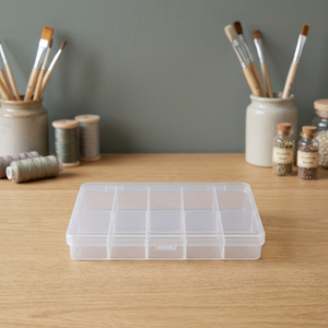 Boîte de rangement en plastique avec 12 compartiments, organisateur en plastique transparent pour bijoux, montres, pièces, perles, vis et petits outils | GS1921A - Product Image 3