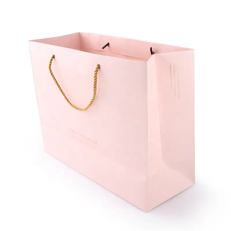 حقيبة تسوق رخيصة الوردي هدية الكريسماس حقيبة الذهب مخصص هدية ورقة حقيبة مع شعار المخصصة الخاصة بك التجزئة