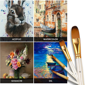 Ensemble de 15 pinceaux en nylon pour artiste, couteau à palette, éponge, avec étui de rangement, aquarelles, <span class=keywords><strong>peinture</strong></span> acrylique, <span class=keywords><strong>peinture</strong></span> à l'huile, fournitures d'art - Product Image 5
