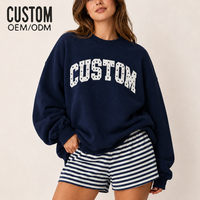Ensemble décontracté 2 pièces pour femme grande taille : Sweat-shirt oversize à col montant personnalisé avec broderie étoile et short rayé en coton
