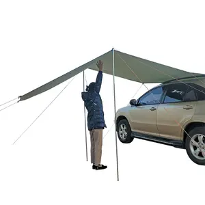 Toldo impermeable para exteriores, tienda de campaña lateral para coche, refugio solar, dosel, remolque, techo con postes, 5-6 personas