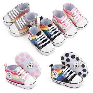 New Rainbow Canvas Toddler Sneakers Soft Sole <strong>Crib</strong> Boys And Girls 4 Seasons <strong>Classical</strong> Sport Baby Walking Shoes - Product Image 1