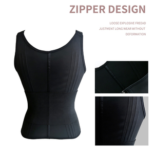 Fajas en gros pour silhouettes généreuses, Corset débardeur à fermeture éclair frontale et laçage, avec soutien multi-baleines, serre-taille amincissant, Fajase Colombianas - Product Image 4