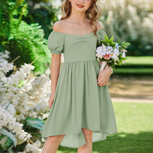 Vestido de Verano para Niñas 2026, Oferta, Vestidos Casuales de Color Sólido para Vacaciones, Vestidos de Manga Corta de Alta Calidad para Niñas Pequeñas - Product Image 5