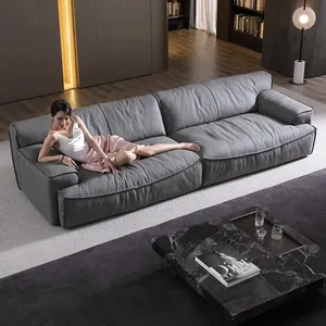 Foshan High Quality Premium Luxury Leather Sofa European Design Style with down Filler Modular Lounge Sofa Sets for Living Room
