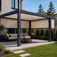 Pergola électrique inclinable en alliage d'aluminium, moderne, étanche, à lames orientables, pour cour et jardin, vente directe usine