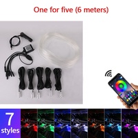 Bande led universelle pour intérieur de voiture 4 5 6 en 1 RGBW fil à fibre optique lumière ambiante téléphone APP contrôle musique led lampe d'ambiance