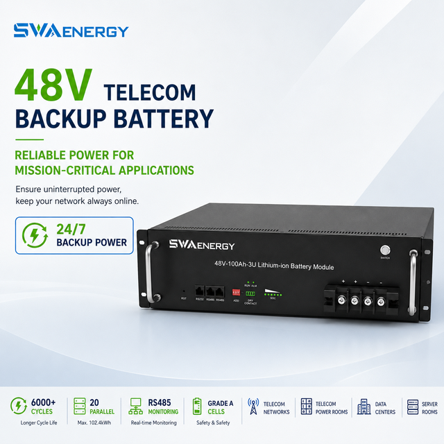 Telecom LiFePO4 Split Rack-Mounted 48V 100Ah 6000 Cycles Off-Grid Solar Battery Storage System 4.8KWh Power Telecom Base Station