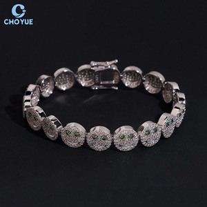 Smile Design Moissanite Cuban Link <b>Bracelet</b> Rhodium Plated <b>Solid</b> 925 <b>Silver</b> Hiphop Iced Out Jewelry - Product Image 2