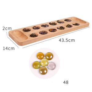 Jeu de société éducatif en bois <span class=keywords><strong>Mancala</strong></span> avec 48 pions, jeu d'intelligence pour enfants, couleur bois naturel - Product Image 2