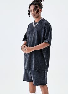 เสื้อยืดผู้ชายลายกราฟิกแบบกำหนดเองเสื้อยืดโอเวอร์ไซซ์สไตล์วินเทจซักกรด240กรัมพิมพ์สกรีนผ้าไหมสีทึบ - Product Image 6