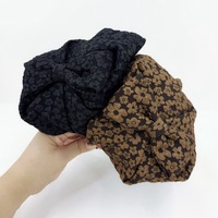 Bandeau en dentelle haut de gamme pour femme, style automne-hiver, en suède doux et moelleux, à large bord, motif floral jacquard, passe-partout