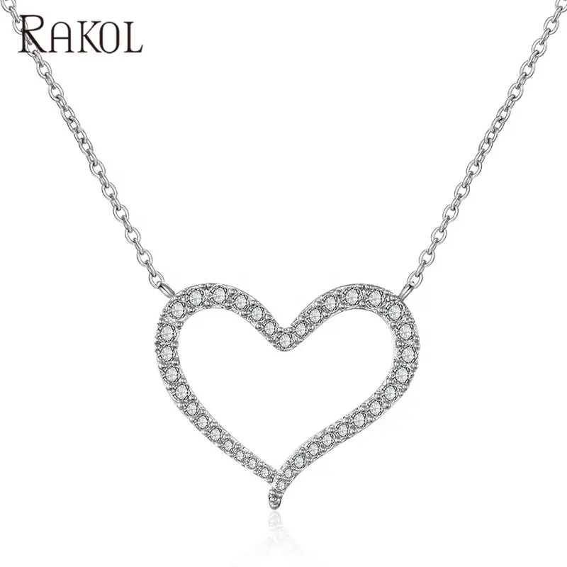 RAKOL NP2094 модное ювелирное изделие колье для женщин 18 K позолоченное ожерелье романтическое сердце кулон CZ теннис ожерелье ювелирные изделия для подарка