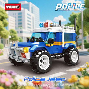 <strong>MR</strong> Building Blocks City Police Jeep Car Small Particle <strong>Puzzle</strong> Assembled DIY Children's Toys Plastic Cross-border Exclusive - Product Image 1