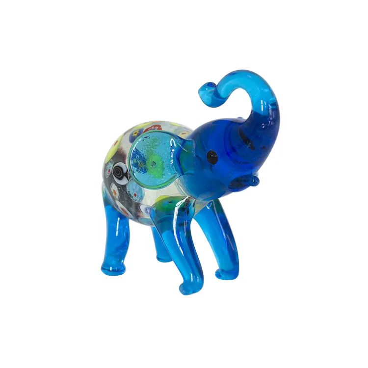 Lamp working small antique blue glass animal elephant figurine for home decoration