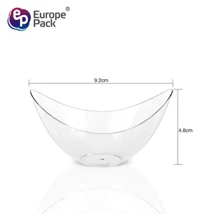 Commestibile 2022 vendita calda a forma di barca 60ml mini ps ciotola da dessert per insalata di frutta in plastica trasparente