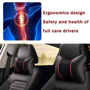 2 Piezas de Almohadas de Cuero PU Tejidas para Auto, Reposacabezas, Cojín de Apoyo para el Cuello, Accesorios para Asiento de Auto, Almohada de Seguridad Negra Universal, Decoración - Product Image 6